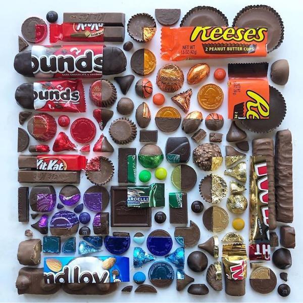 آثار هنری چشم نواز با چیدمان مواد غذایی